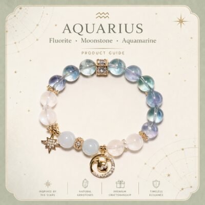 Aquarius Zodiac Crystal Talisman Bracelet