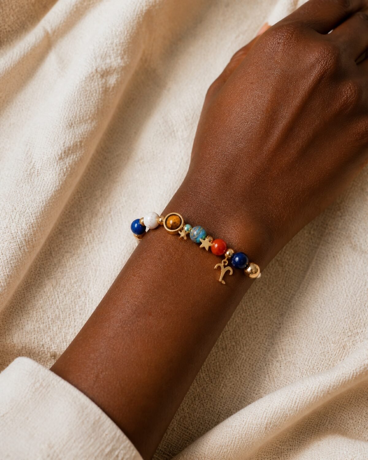 Aries Midnight Zodiac Faceted Crystal Bracelet