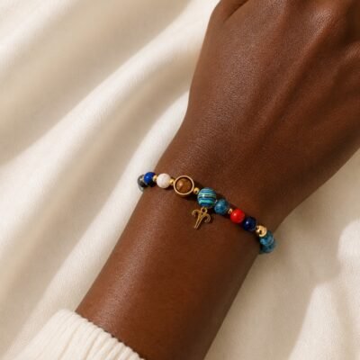 Aries Blue Horizon Zodiac Stone Bracelet