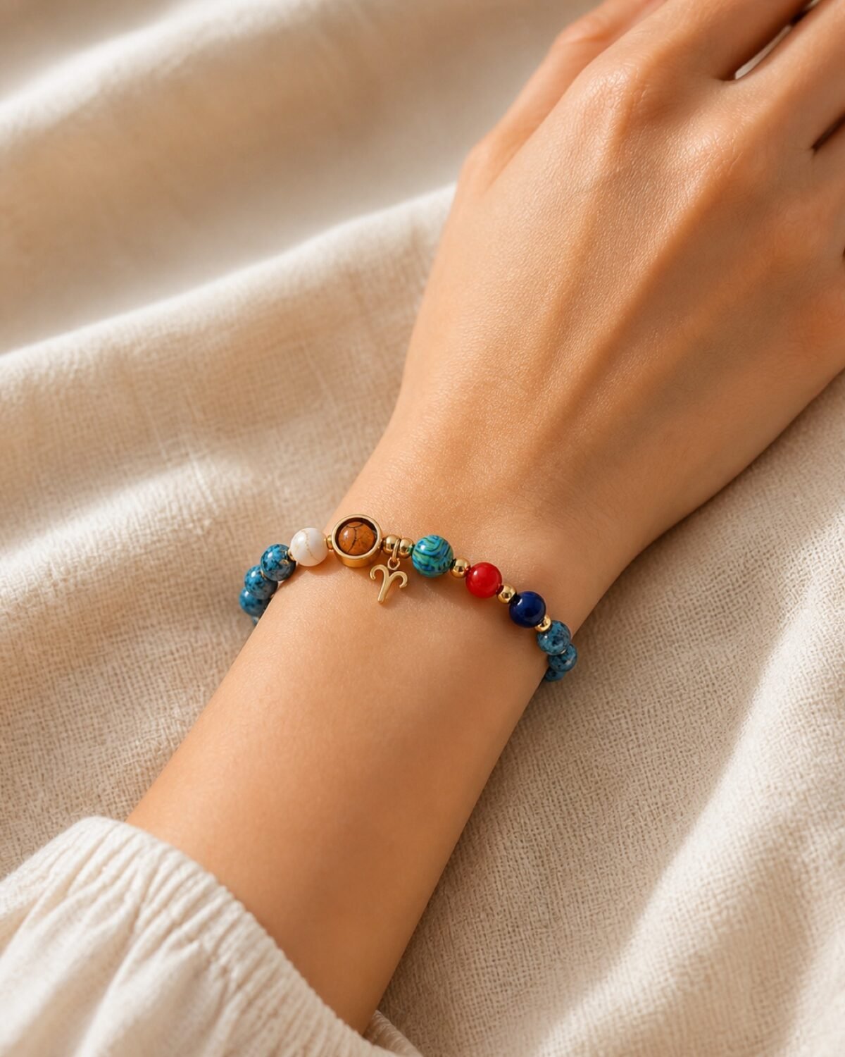 Aries Blue Horizon Zodiac Stone Bracelet