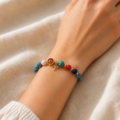 Aries Blue Horizon Zodiac Stone Bracelet