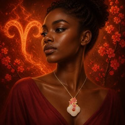 aries-eastern-guardian-flower-necklace-03-worn-deep Aries Eastern Zodiac Guardian Flower Goddess Necklace – Plum Blossom