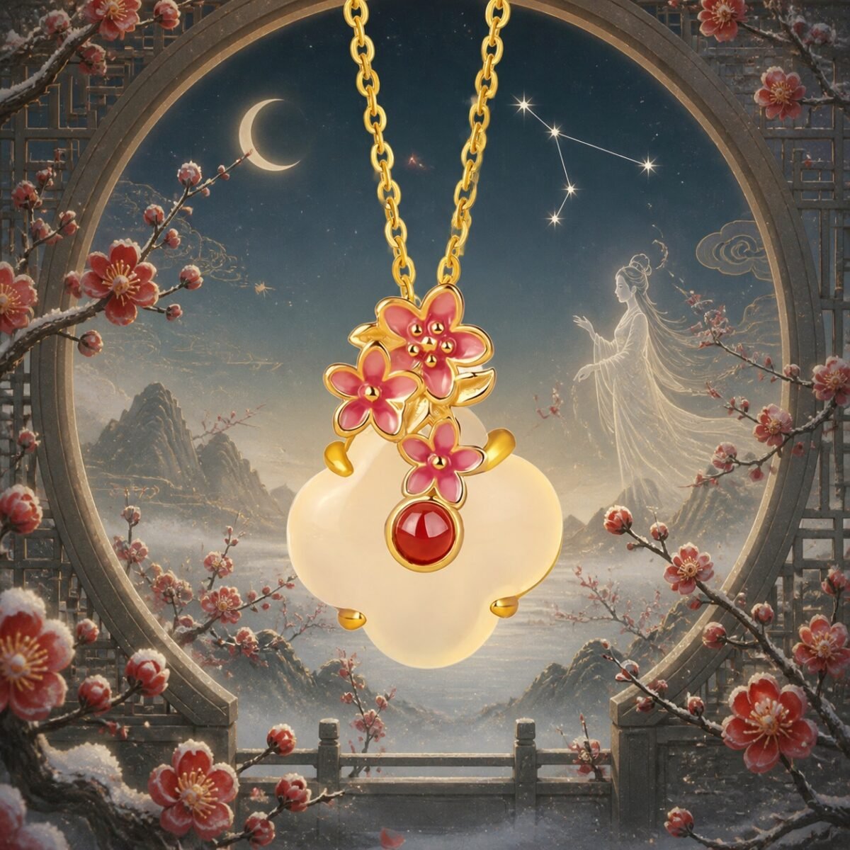 aries-eastern-guardian-flower-necklace-04-flower-goddess-totem Aries Eastern Zodiac Guardian Flower Goddess Necklace – Plum Blossom