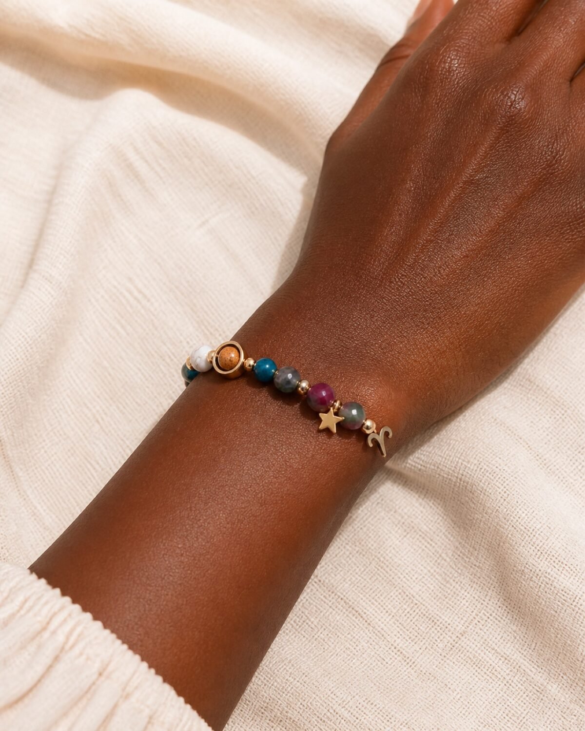 Aries Celestial Light Planetary Bead Bracelet