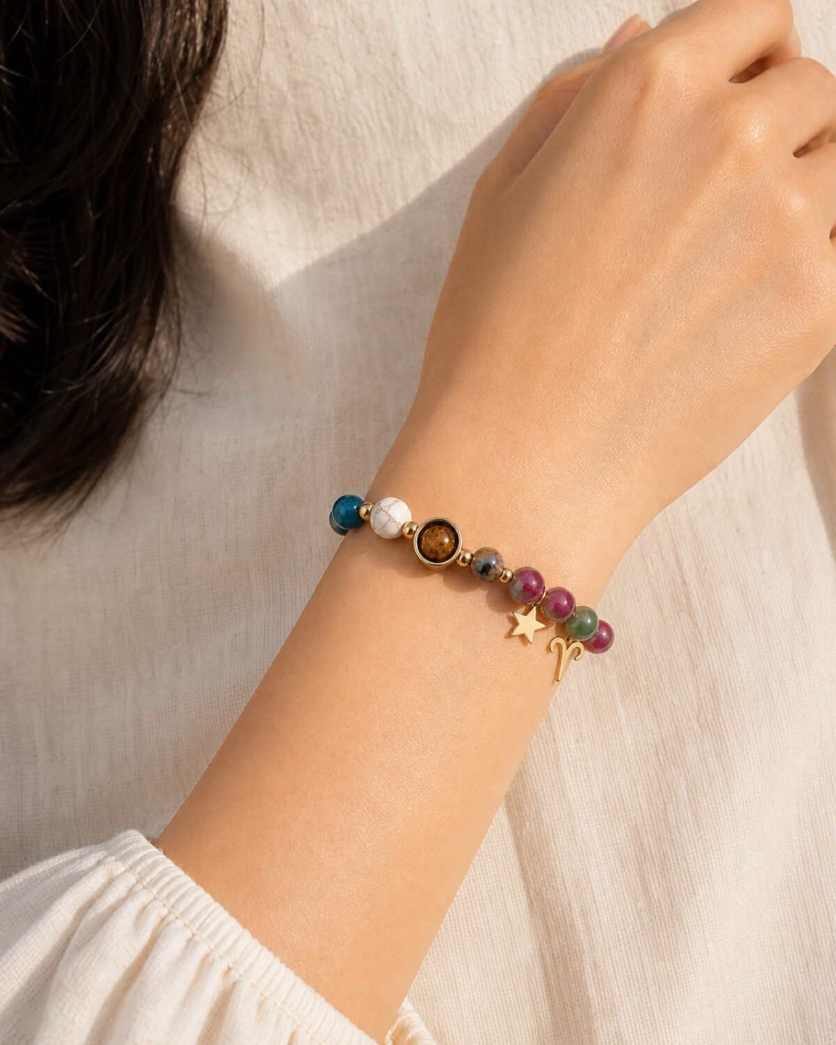 Aries Celestial Light Planetary Bead Bracelet