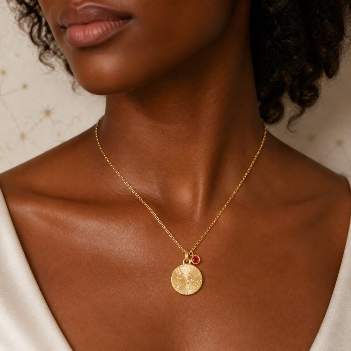 Aries Gold Constellation Medallion Necklace
