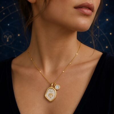 Aries Pearlescent Zodiac Birthstone Necklace