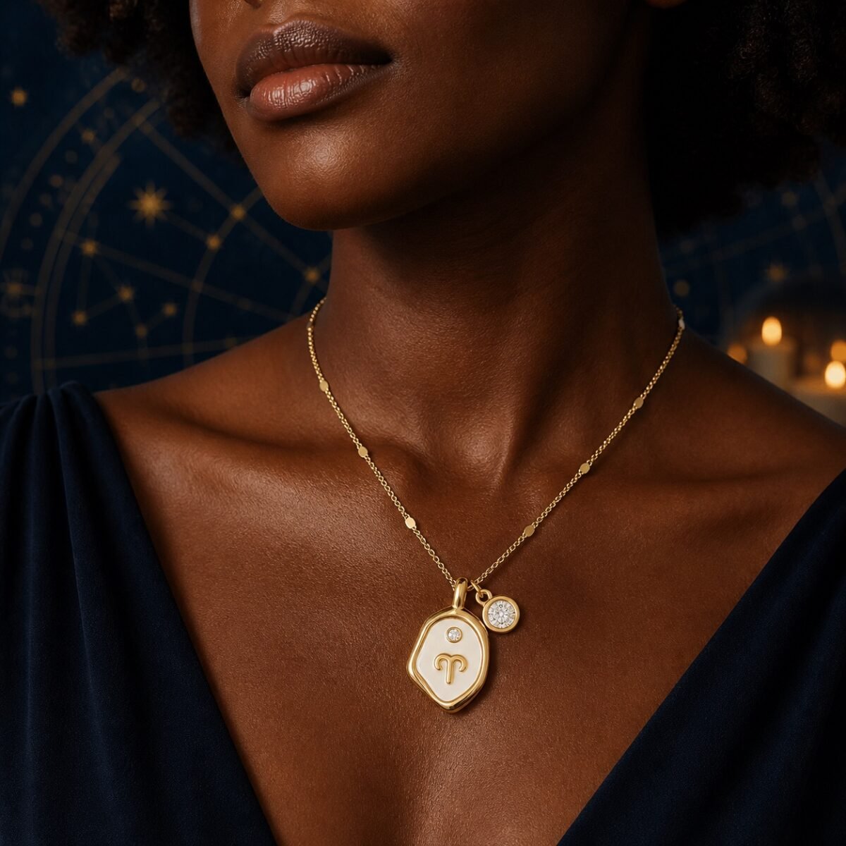 Aries Pearlescent Zodiac Birthstone Necklace