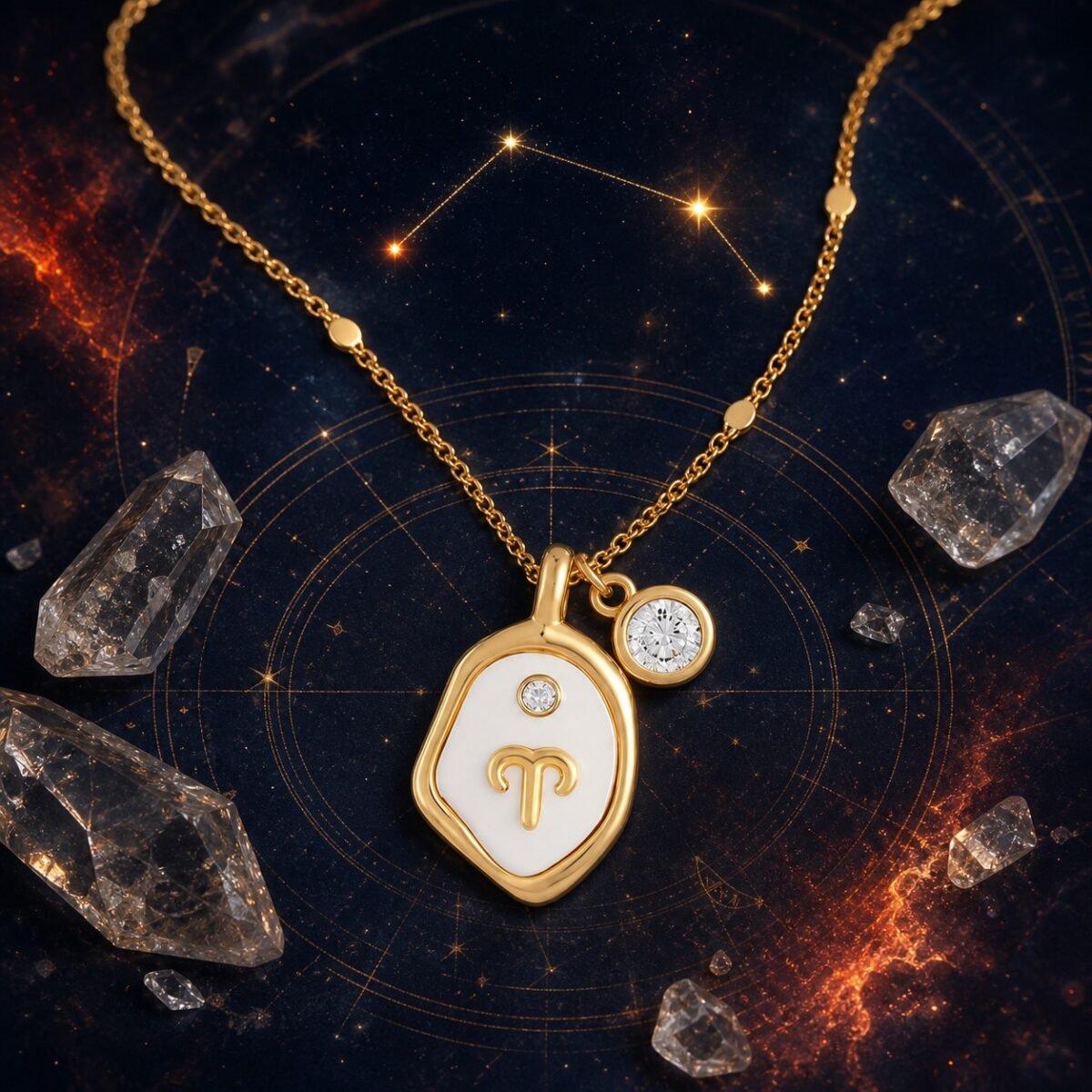 Aries Pearlescent Zodiac Birthstone Necklace