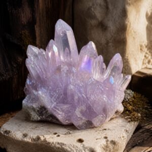 Lavender Aura crystal cluster with iridescent aura-style finish