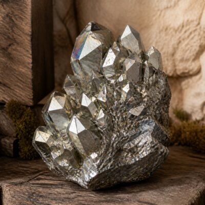 aura-crystal-cluster-collection-15-silver Silver Aura crystal cluster with iridescent aura-style finish