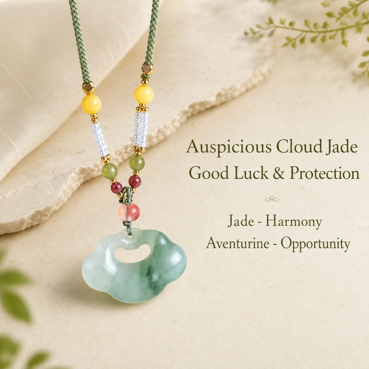 Auspicious Cloud Jade Protection Necklace