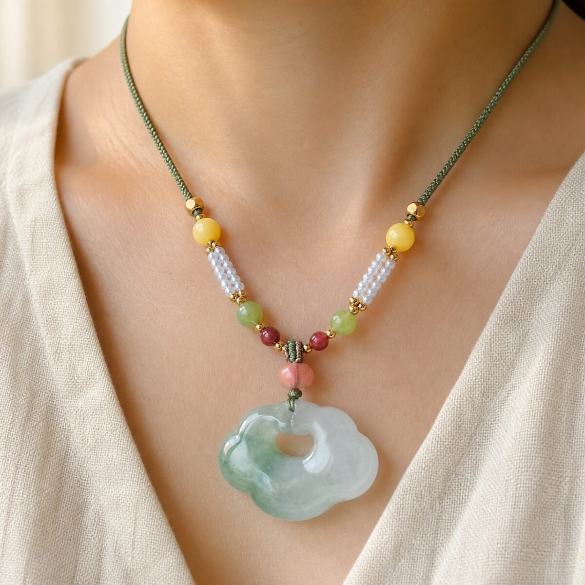 Auspicious Cloud Jade Protection Necklace
