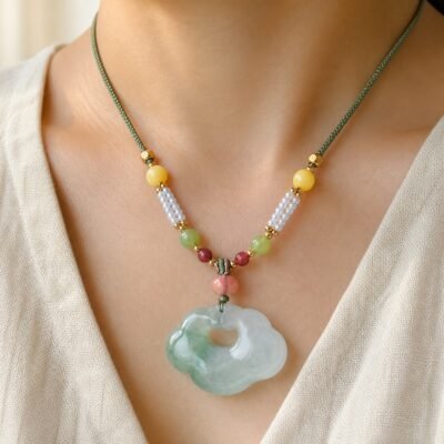 Auspicious Cloud Jade Protection Necklace