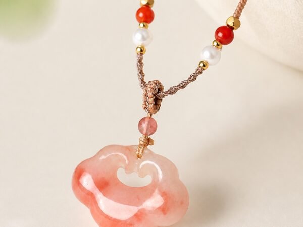 Auspicious Cloud Rose Chalcedony Protection Necklace