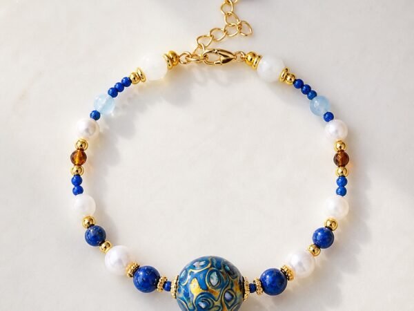 Azure Flow Pearl & Lapis Lacquer Bracelet