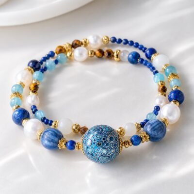 Azure Flow Pearl & Lapis Lacquer Bracelet
