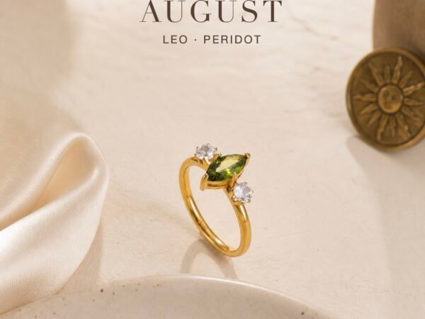 August Peridot Birthstone Marquise Trio Ring – Gold