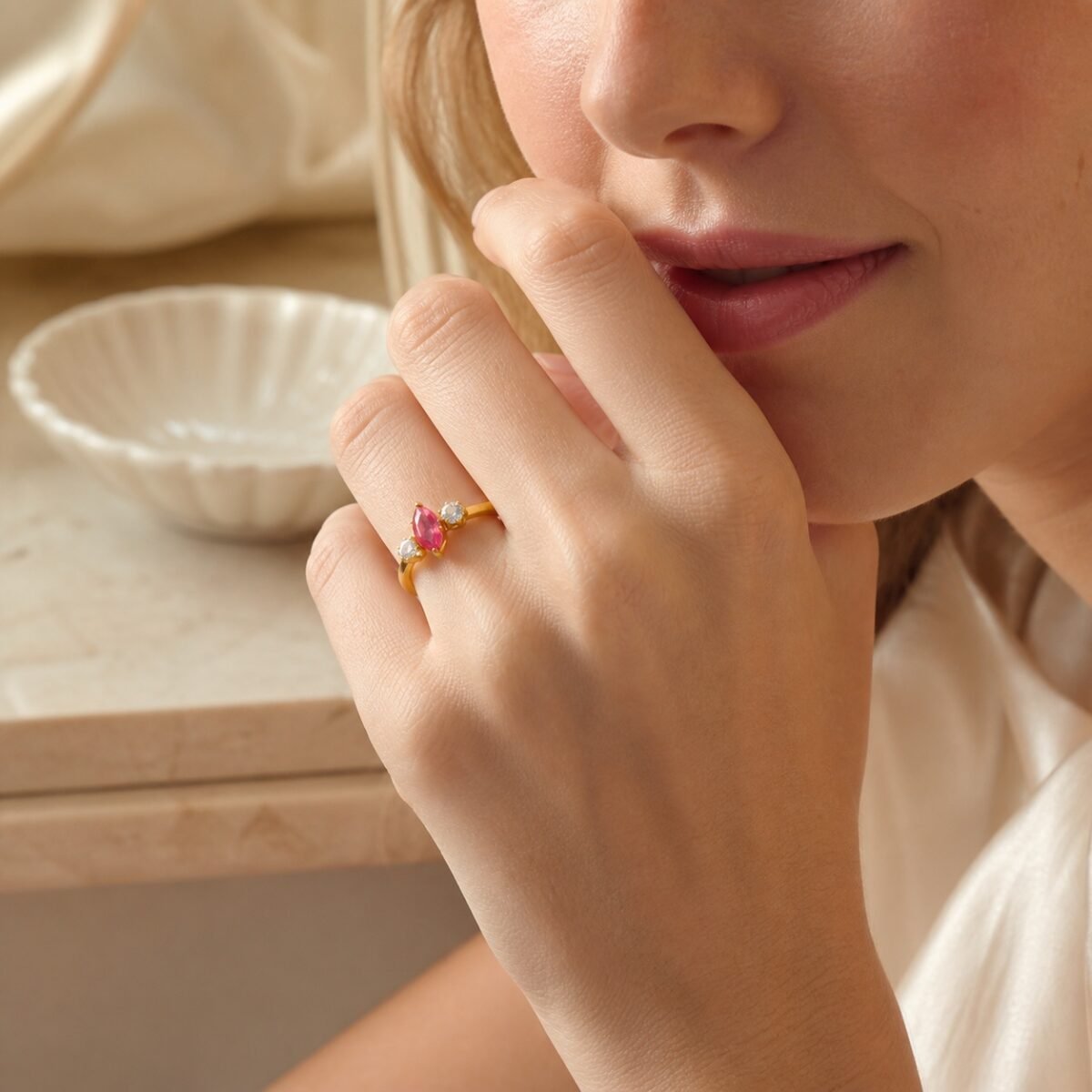 June Lavender Amethyst Birthstone Marquise Trio Ring – Gold
