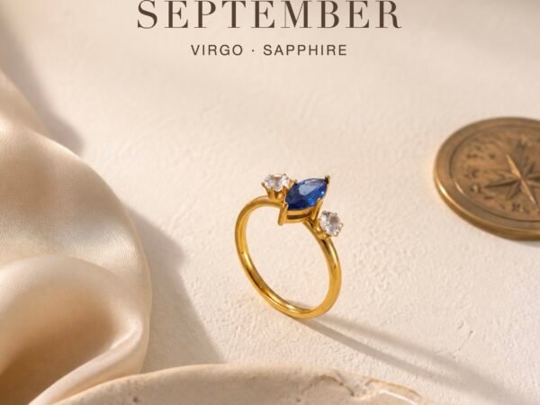 September Sapphire Birthstone Marquise Trio Ring – Gold