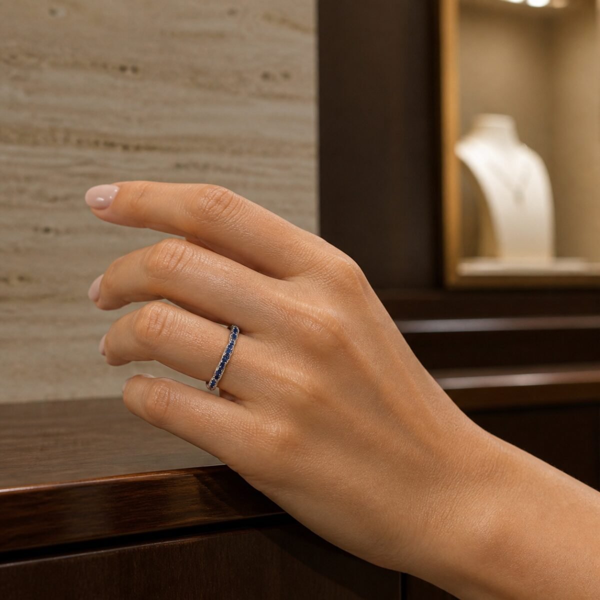 Silver Birthstone Wave Pavé Adjustable Rings