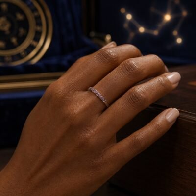 Silver Birthstone Wave Pavé Adjustable Rings