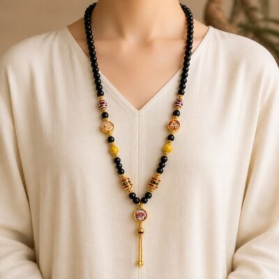 Black Agate Thangka Protection Pendant Chain