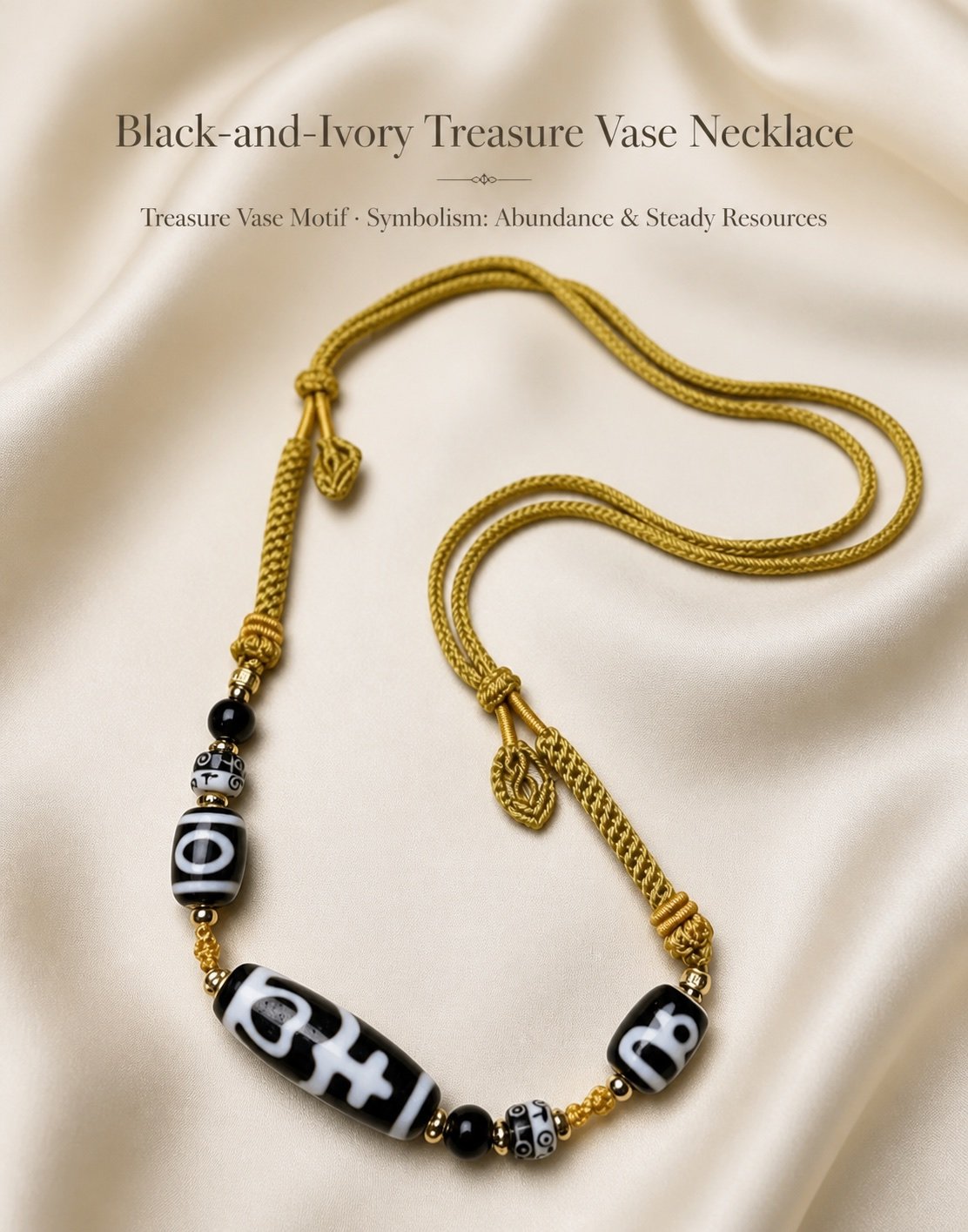 Black-and-Ivory Treasure Vase Necklace