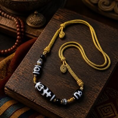 Black-and-Ivory Treasure Vase Necklace