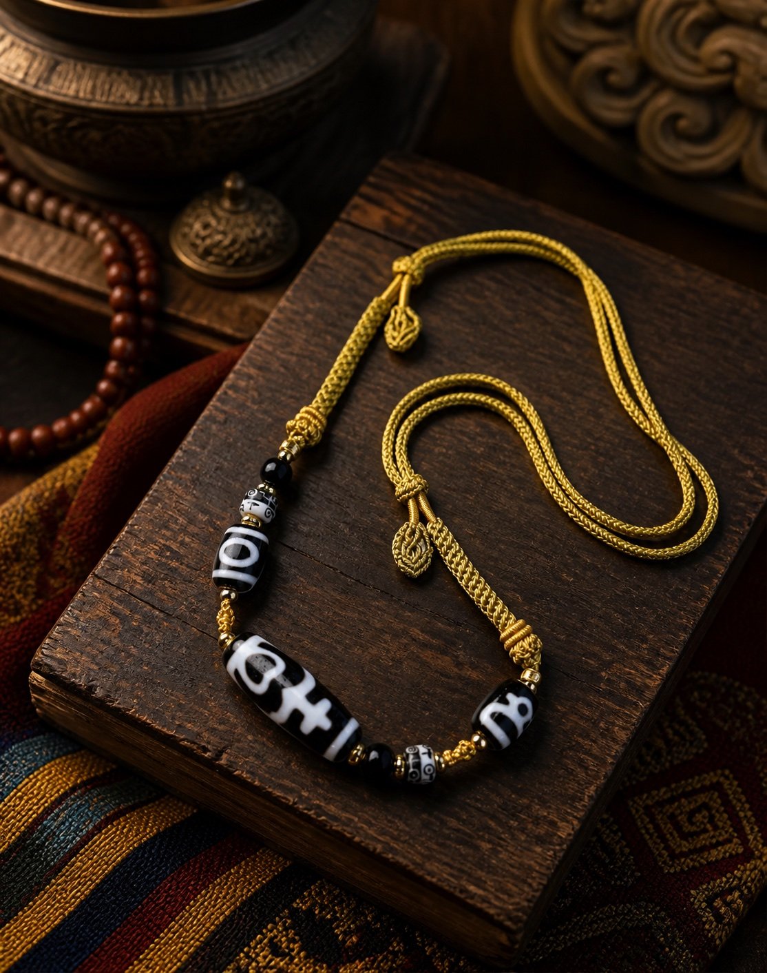 Black-and-Ivory Treasure Vase Necklace