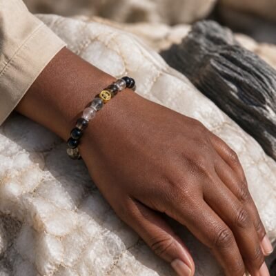 black-rutilated-quartz-guardian-bracelet-05-deep-skin-wearing Black Rutilated Quartz Guardian Bracelet