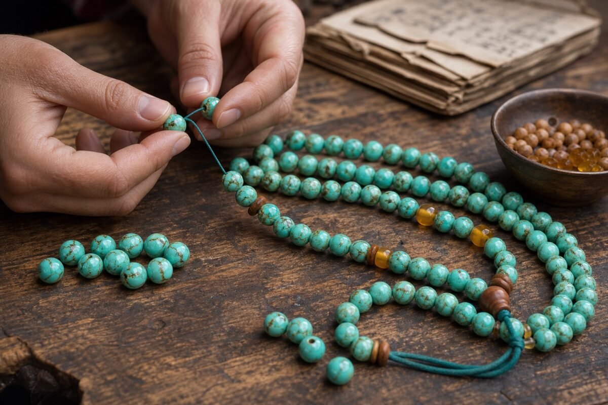 Premium Natural Blue-Green Turquoise Beads for DIY Mala Making