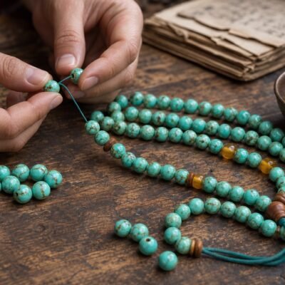 Premium Natural Blue-Green Turquoise Beads for DIY Mala Making