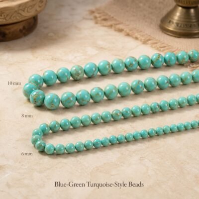 Premium Natural Blue-Green Turquoise Beads for DIY Mala Making