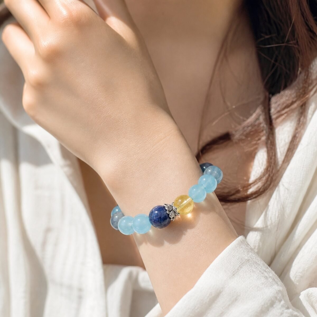 Blue Truth Lapis Aquamarine & Prehnite Bracelet