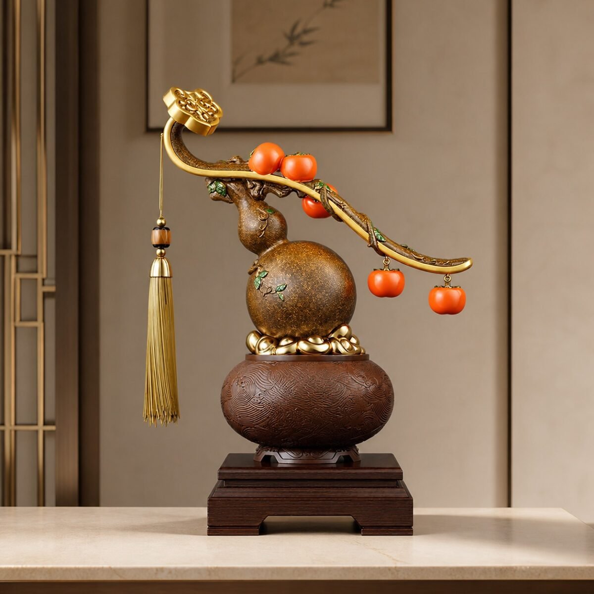 Bronze Fortune Gourd Prosperity Display