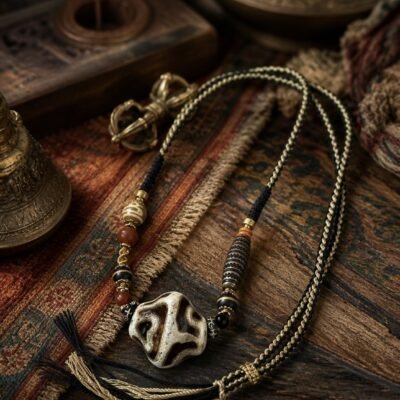 Buddha-Heart Six-Eye Drum Bead Necklace