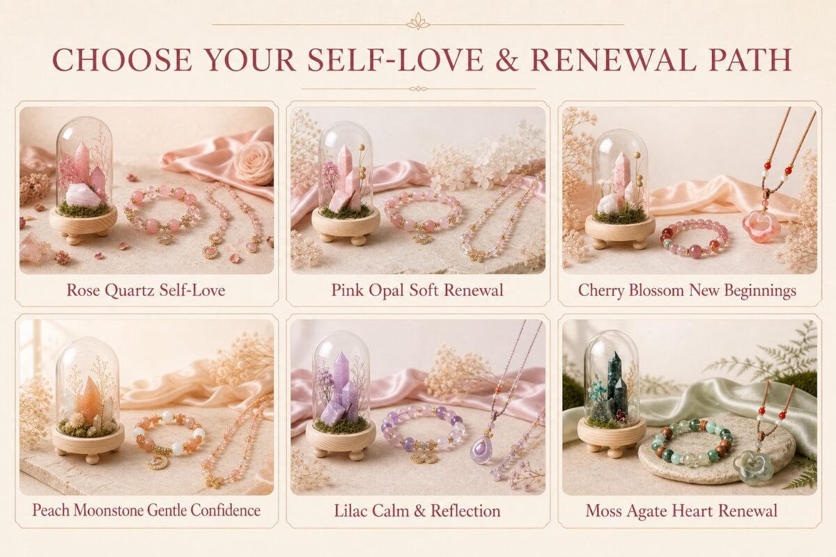 Build Your Self-Love & Renewal Crystal Set — Personalized Heart & New Beginnings Trio
