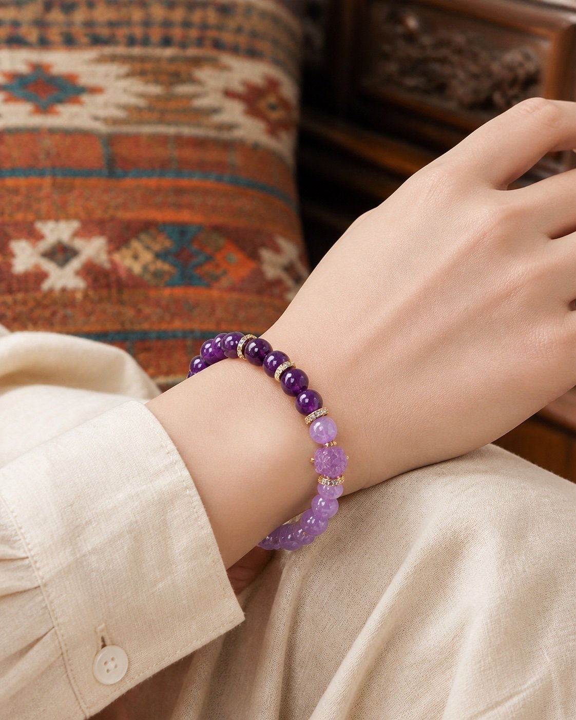 Amethyst Nine-Tailed Fox Crystal Bracelet