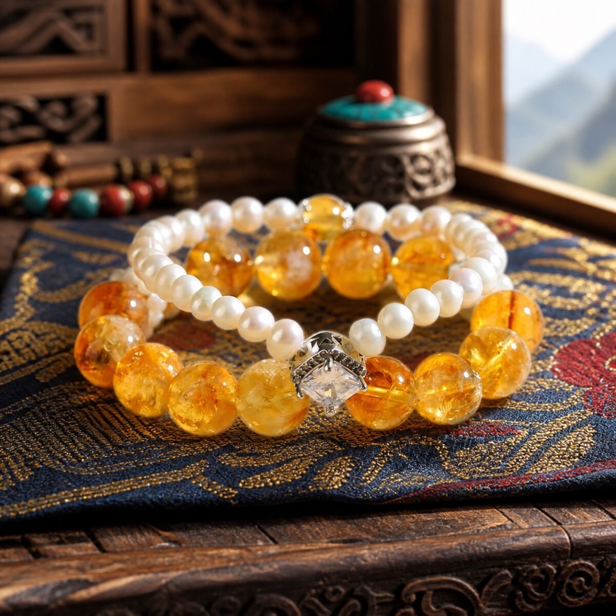 Pearl & Citrine Layered Bracelet
