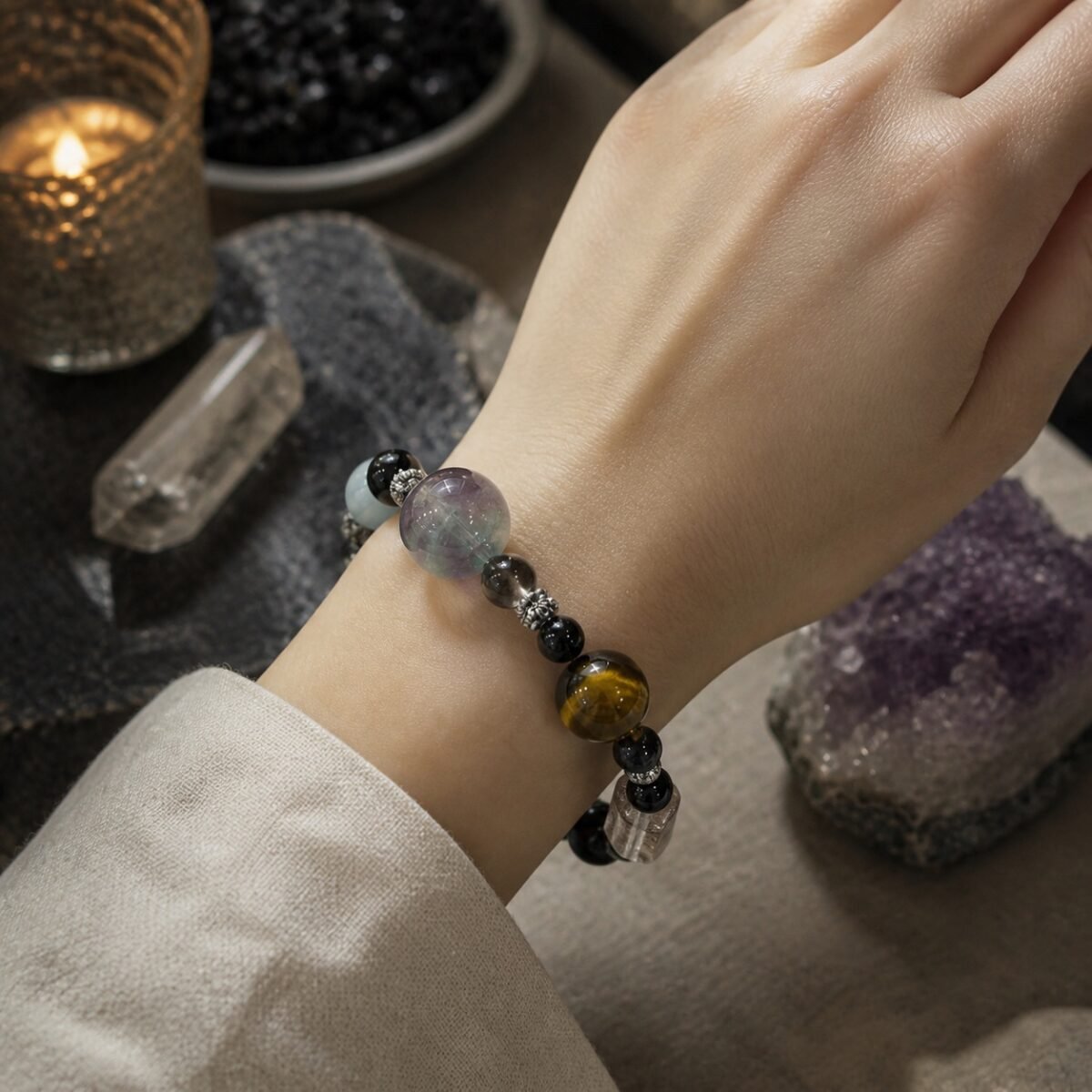 Calm Focus Protection Gemstone Bracelet