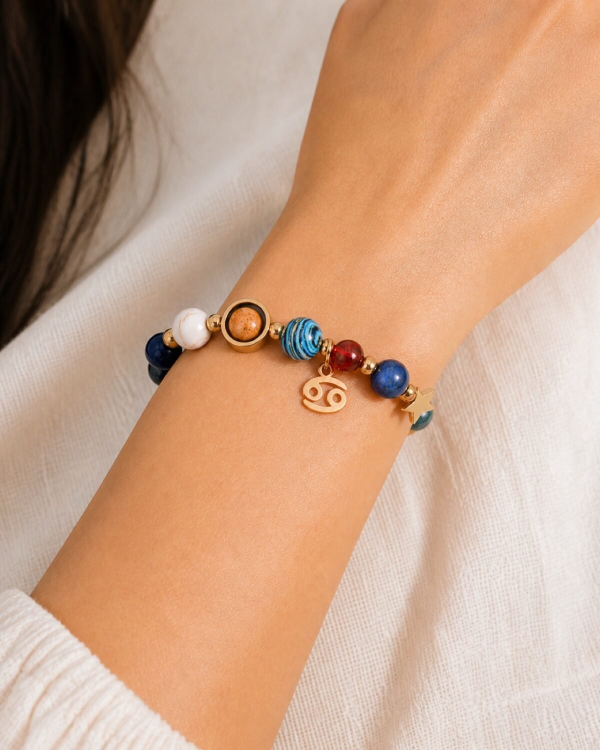 Cancer Blue Horizon Zodiac Stone Bracelet