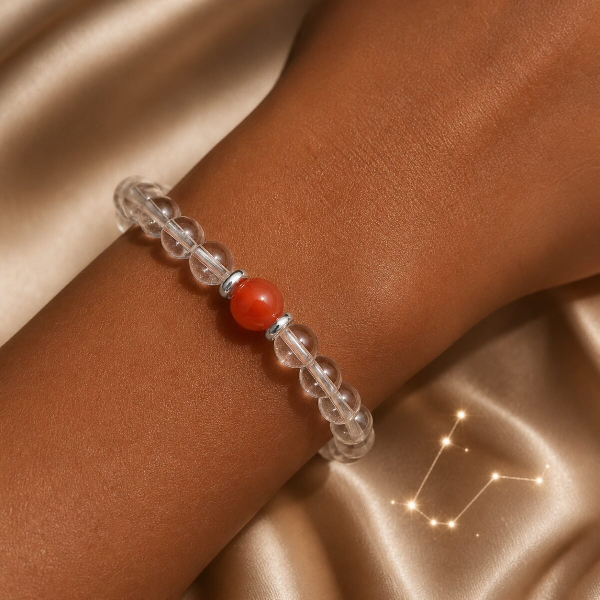 cancer-carnelian-03-worn-deep Cancer Celestial Birthstone Crystal Bracelet