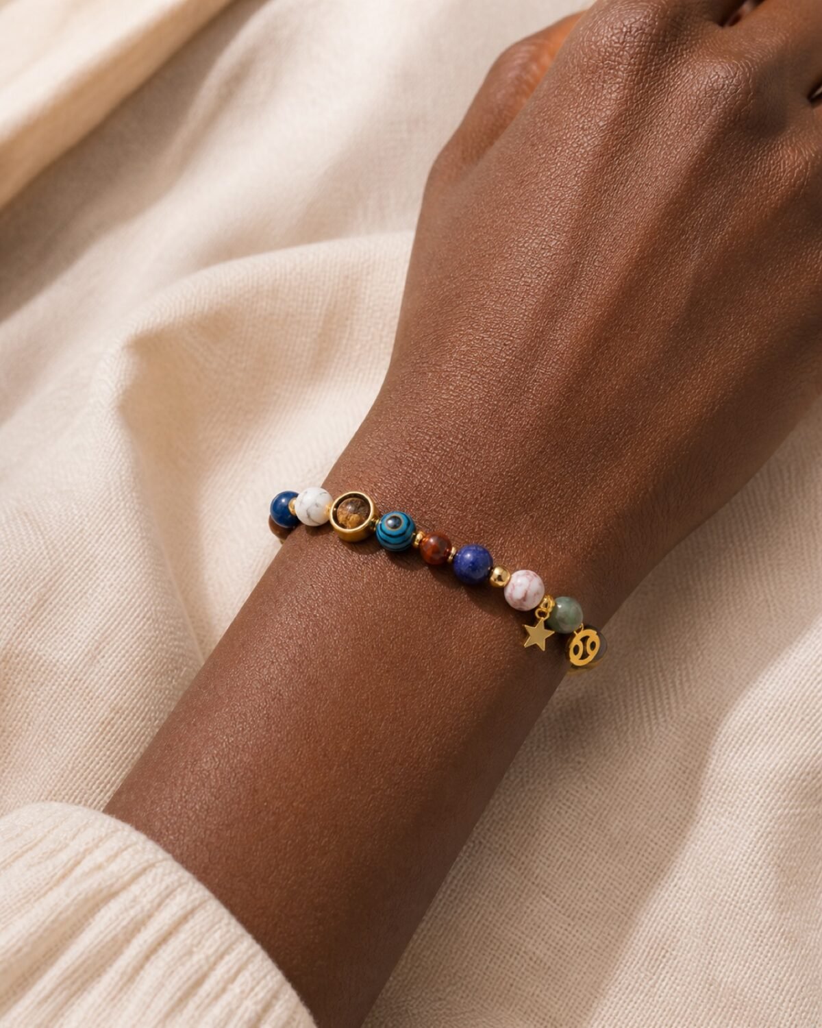 cancer-fluorite-black-skin Cancer Celestial Light Planetary Bead Bracelet