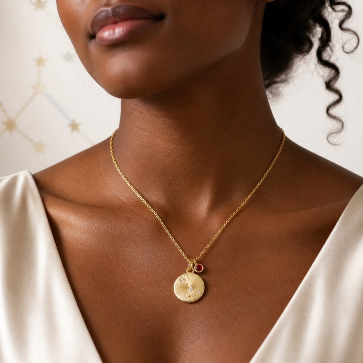 Cancer Gold Constellation Medallion Necklace