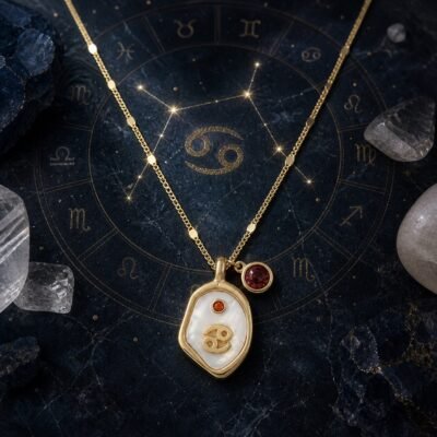 Cancer Pearlescent Zodiac Birthstone Necklace