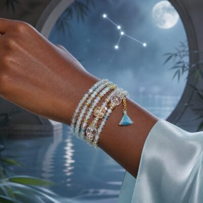 Cancer Elemental Zodiac Crystal Wrap Bracelet