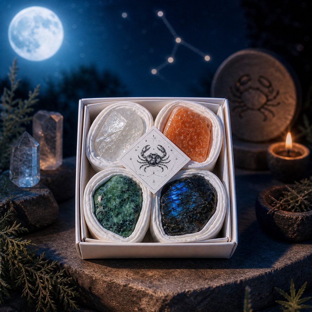 Cancer Four Raw Crystal Gift Set