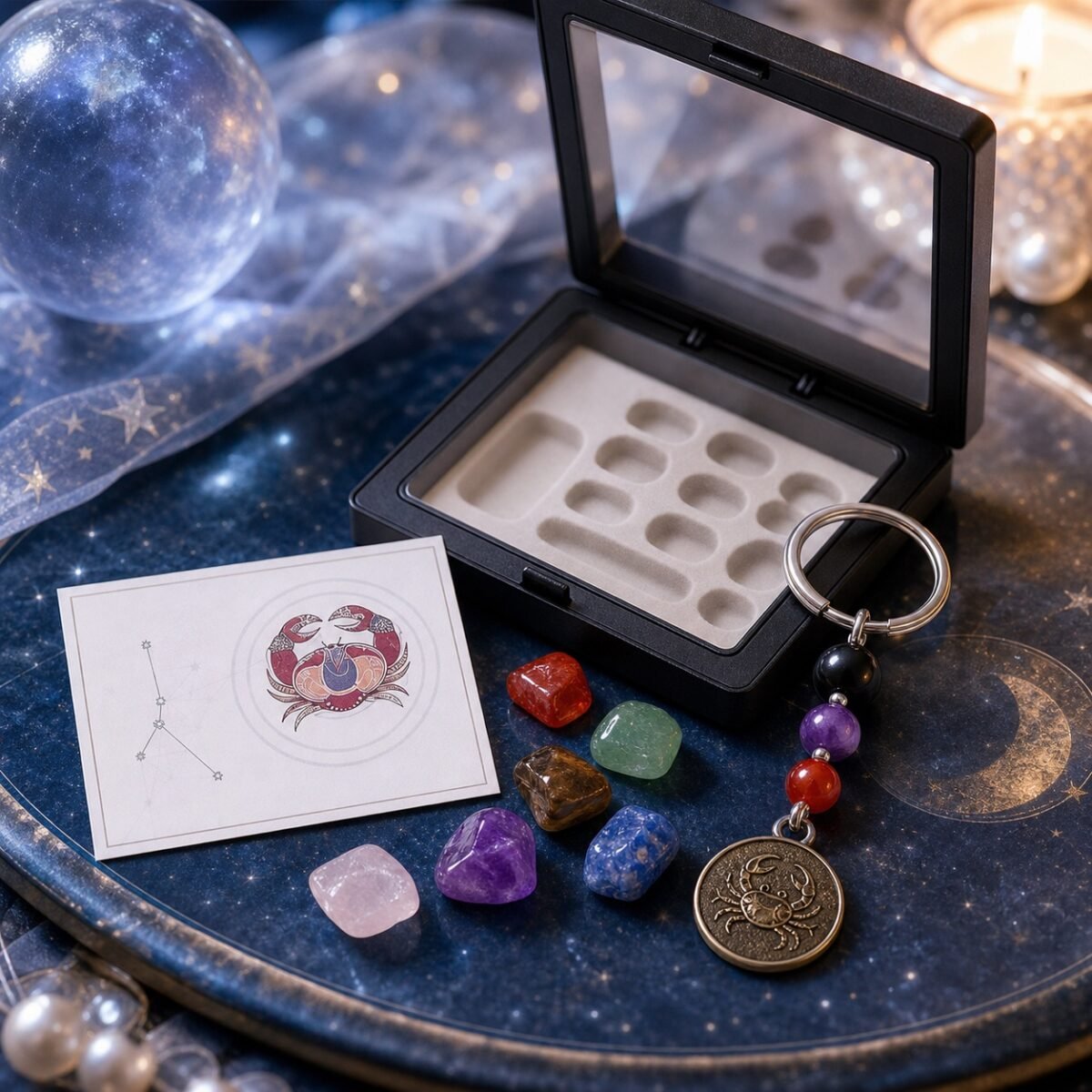 Cancer Seven Chakra Crystal Keychain Gift Set