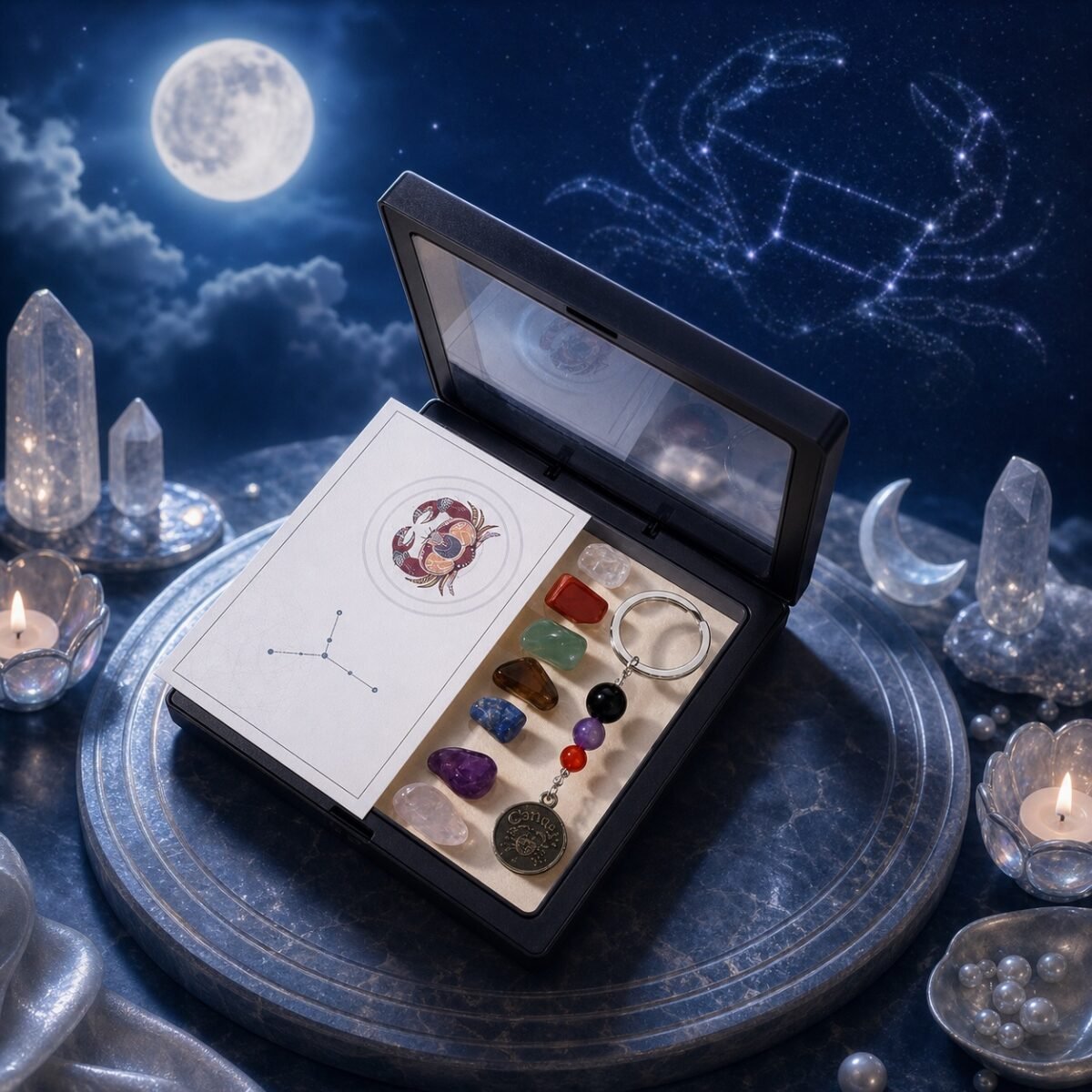 Cancer Seven Chakra Crystal Keychain Gift Set